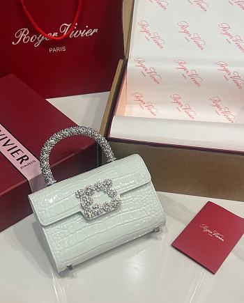 Fortok Roger Vivier Jewel Efflorescence Mini tote bag Crocodile White 19*13*4cm