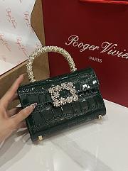 Fortok Roger Vivier Jewel Efflorescence Mini tote bag Crocodile Green 19*13*4cm - 6