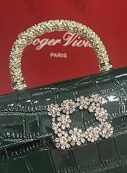 Fortok Roger Vivier Jewel Efflorescence Mini tote bag Crocodile Green 19*13*4cm - 2