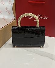 Fortok Roger Vivier Jewel Efflorescence Mini tote bag Crocodile Black 19*13*4cm - 4