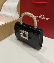 Fortok Roger Vivier Jewel Efflorescence Mini tote bag Crocodile Black 19*13*4cm - 2
