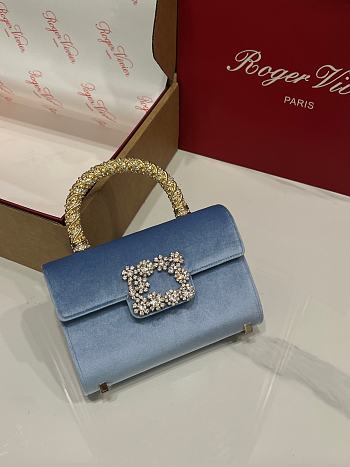 Fortok Roger Vivier Jewel Efflorescence Mini tote bag Velvet Blue 19*13*4cm