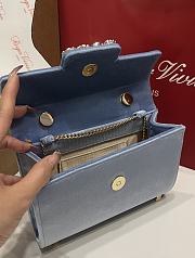 Fortok Roger Vivier Jewel Efflorescence Mini tote bag Velvet Blue 19*13*4cm - 4