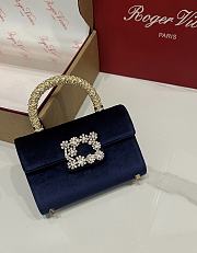 Fortok Roger Vivier Jewel Efflorescence Mini tote bag Velvet Navy Blue 19*13*4cm - 1