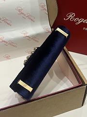 Fortok Roger Vivier Jewel Efflorescence Mini tote bag Velvet Navy Blue 19*13*4cm - 4