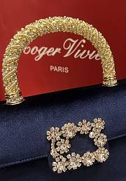 Fortok Roger Vivier Jewel Efflorescence Mini tote bag Velvet Navy Blue 19*13*4cm - 3