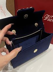 Fortok Roger Vivier Jewel Efflorescence Mini tote bag Velvet Navy Blue 19*13*4cm - 2