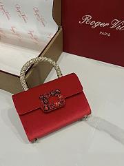 Fortok Roger Vivier Jewel Efflorescence Mini tote bag Velvet Red 19*13*4cm - 1