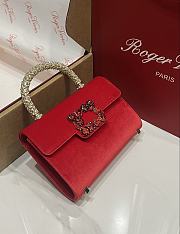 Fortok Roger Vivier Jewel Efflorescence Mini tote bag Velvet Red 19*13*4cm - 4