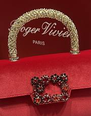 Fortok Roger Vivier Jewel Efflorescence Mini tote bag Velvet Red 19*13*4cm - 5