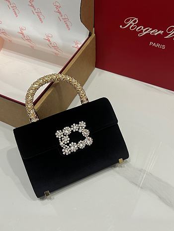 Fortok Roger Vivier Jewel Efflorescence Mini tote bag Velvet Black 19*13*4cm