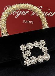 Fortok Roger Vivier Jewel Efflorescence Mini tote bag Velvet Black 19*13*4cm - 4