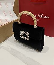 Fortok Roger Vivier Jewel Efflorescence Mini tote bag Velvet Black 19*13*4cm - 2