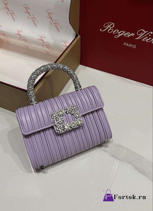 Fortok Roger Vivier Jewel Efflorescence Mini Bag Purple 19*13*4cm - 1