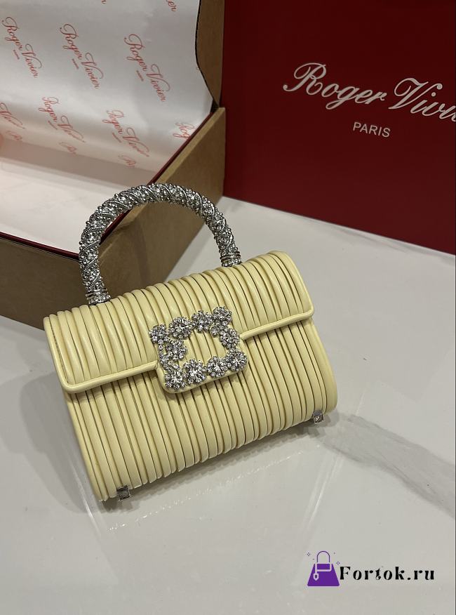 Fortok Roger Vivier Jewel Efflorescence Mini Bag Yellow 19*13*4cm - 1