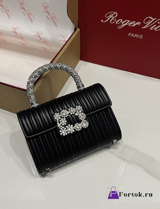 Fortok Roger Vivier Jewel Efflorescence Mini Bag Black 19*13*4cm - 1