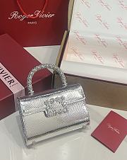 Fortok Roger Vivier Jewel Efflorescence Mini Bag Metallic Leather Silver 19*13*4cm  - 1