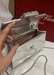 Fortok Roger Vivier Jewel Efflorescence Mini Bag Metallic Leather Silver 19*13*4cm  - 6