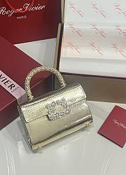 Fortok Roger Vivier Jewel Efflorescence Mini Bag Metallic Leather Gold 19*13*4cm  - 1