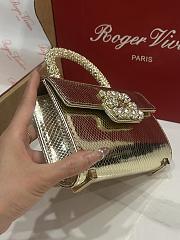 Fortok Roger Vivier Jewel Efflorescence Mini Bag Metallic Leather Gold 19*13*4cm  - 6