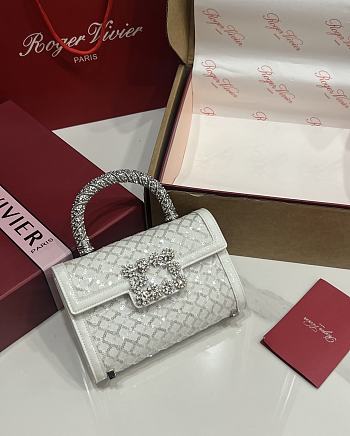 Fortok Roger Vivier Jewel Efflorescence Mini tote bag Sequins White 19*13*4cm