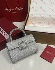Fortok Roger Vivier Jewel Efflorescence Mini bag Glitter Silver 19*13*4cm - 1