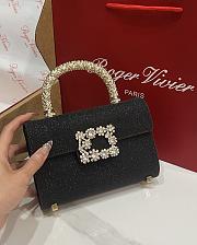 Fortok Roger Vivier Jewel Efflorescence Mini bag Glitter Black 19*13*4cm - 5