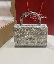 Fortok Roger Vivier Jewel Efflorescence Mini bag Glitter Tweed Silver 19*13*4cm - 6