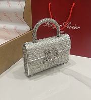Fortok Roger Vivier Jewel Efflorescence Mini bag Glitter Tweed Silver 19*13*4cm - 5