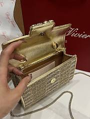 Fortok Roger Vivier Jewel Efflorescence Mini bag Glitter Tweed Gold 19*13*4cm - 4