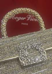 Fortok Roger Vivier Jewel Efflorescence Mini bag Glitter Tweed Gold 19*13*4cm - 2