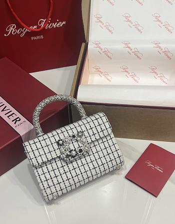 Fortok Roger Vivier Jewel Efflorescence Mini bag Tweed White 19*13*4cm