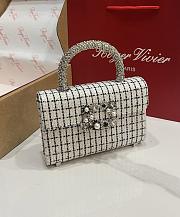 Fortok Roger Vivier Jewel Efflorescence Mini bag Tweed White 19*13*4cm - 4