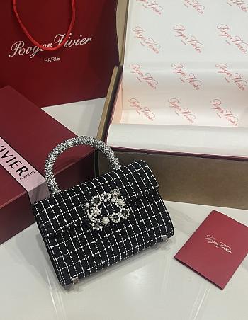 Fortok Roger Vivier Jewel Efflorescence Mini bag Tweed Black 19*13*4cm