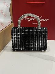 Fortok Roger Vivier Jewel Efflorescence Mini bag Tweed Black 19*13*4cm - 5