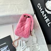 Fortok Chanel Mini Pearl Crush Flap bag pink velvet 18cm - 2