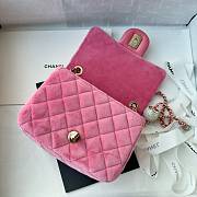 Fortok Chanel Mini Pearl Crush Flap bag pink velvet 18cm - 5