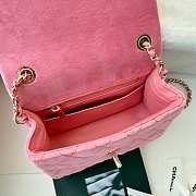 Fortok Chanel Mini Pearl Crush Flap bag pink velvet 18cm - 6