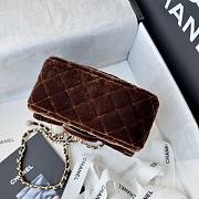Fortok Chanel Mini Pearl Crush Flap bag Brown velvet 18cm - 4