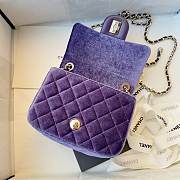 Fortok Chanel Mini Pearl Crush Flap bag Purple velvet 18cm - 6