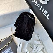 Fortok Chanel Mini Pearl Crush Flap bag Black velvet 18cm - 6