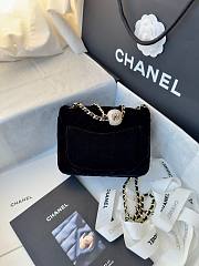 Fortok Chanel Mini Pearl Crush Flap bag Black velvet 18cm - 5