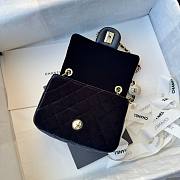 Fortok Chanel Mini Pearl Crush Flap bag Black velvet 18cm - 3