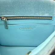 Fortok Chanel Mini Pearl Crush Flap bag Blue velvet 18cm - 3
