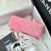 Fortok Chanel Pearl Crush Flap bag pink velvet 20cm - 3