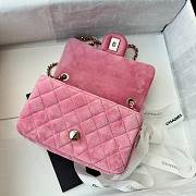 Fortok Chanel Pearl Crush Flap bag pink velvet 20cm - 2