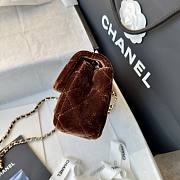 Fortok Chanel Pearl Crush Flap bag Brown velvet 20cm - 6