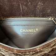 Fortok Chanel Pearl Crush Flap bag Brown velvet 20cm - 2