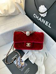 Fortok Chanel Pearl Crush Flap bag Red velvet 20cm - 1