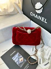 Fortok Chanel Pearl Crush Flap bag Red velvet 20cm - 6